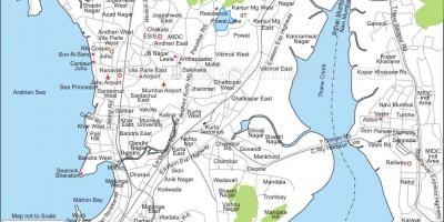 Kart over sentrale Mumbai