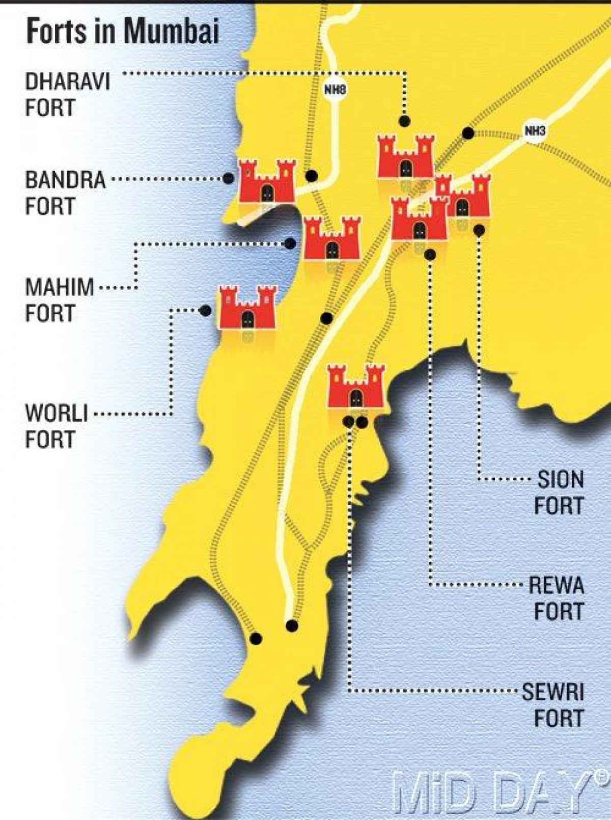 Mumbai-området i fort kart