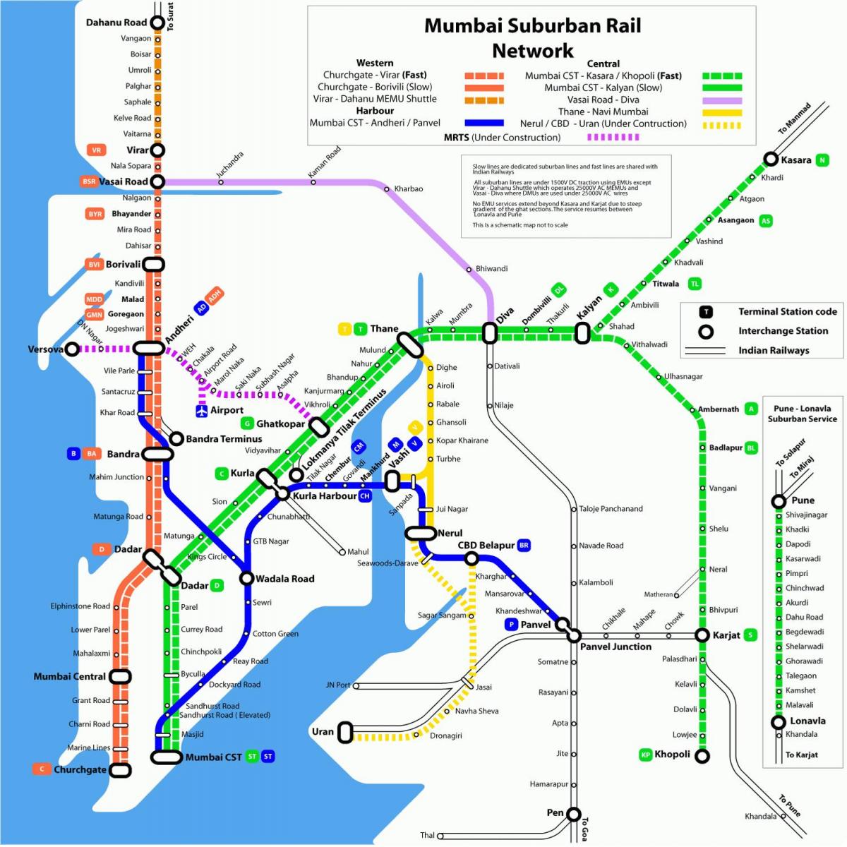 jernbane kart over Mumbai