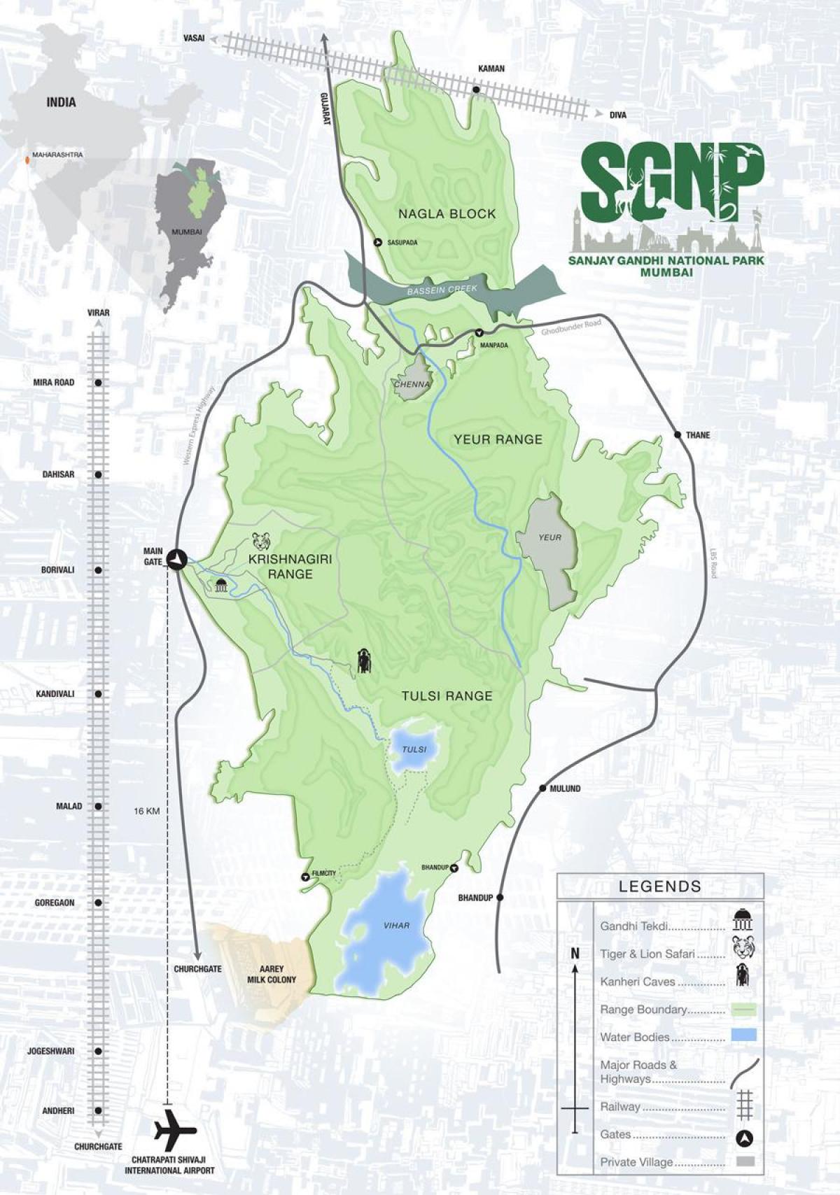 kart av sanjay gandhi nasjonalpark