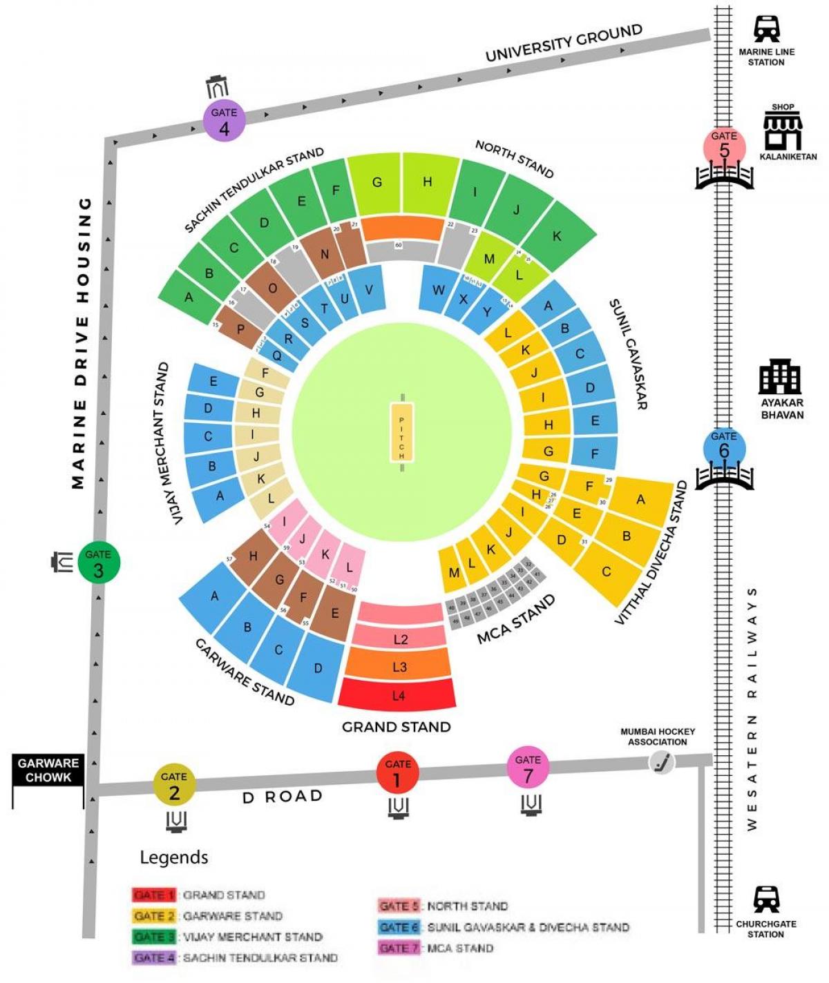 kart av Wankhede stadion