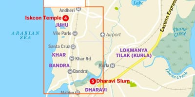 Kart over større Mumbai
